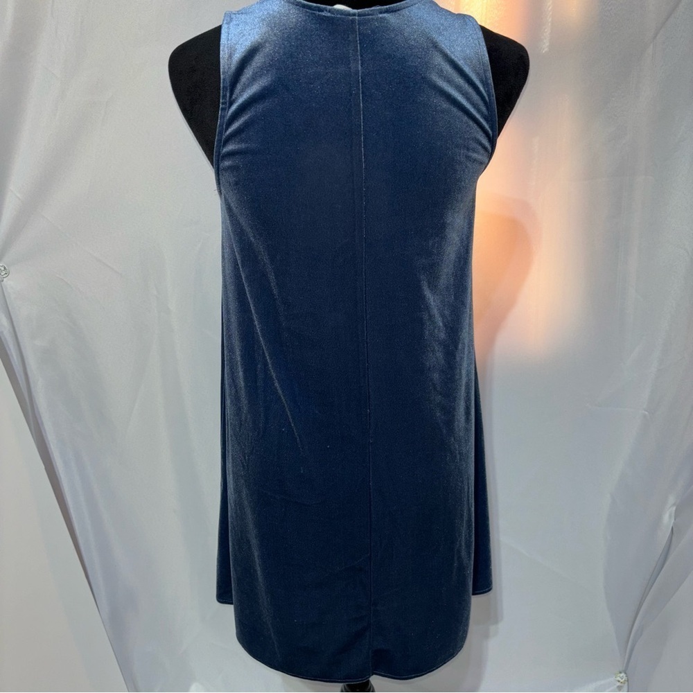 Molly Green Blue Velvet Sleeveless Trapeze Dress Size M - Picture 2 of 10